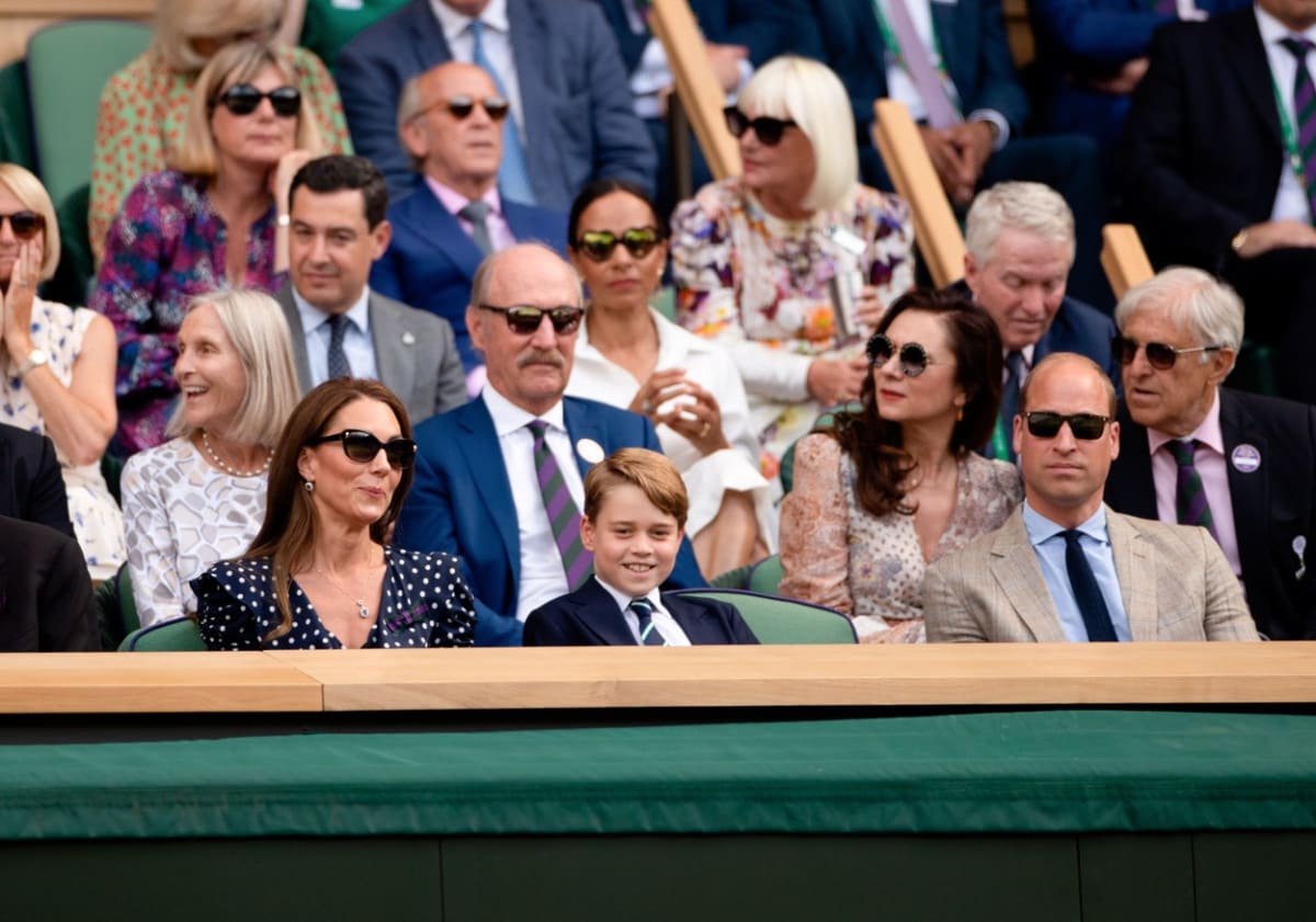 Vévodkyně Kate, princ George a princ William na finále Wimbledonu
