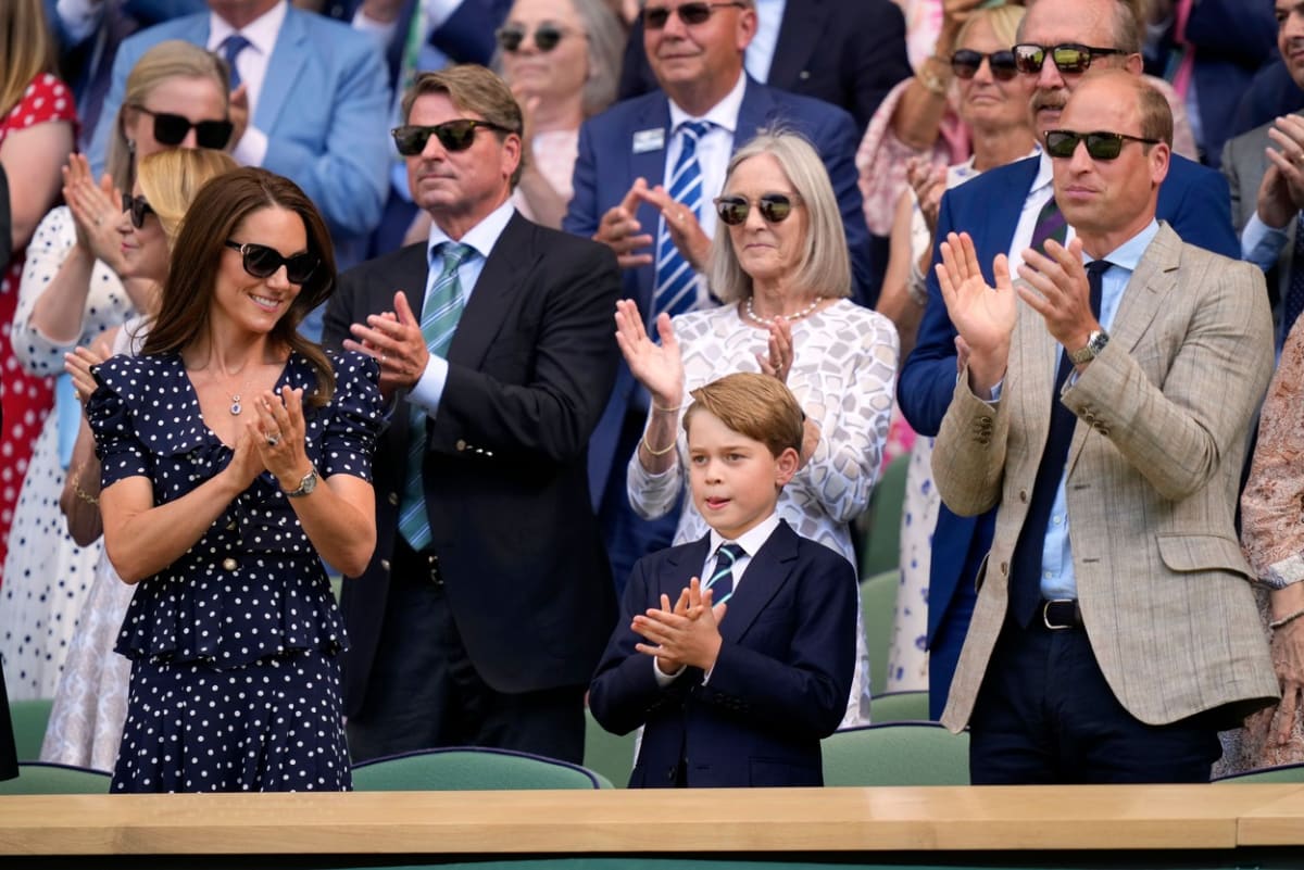 Vévodkyně Kate, princ George a princ William na finále Wimbledonu