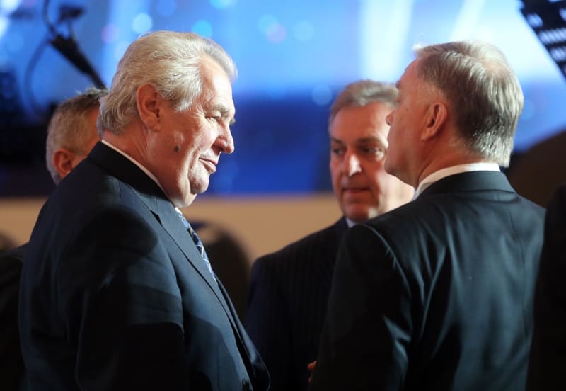 Miloš Zeman a Vladimir Jakunin během setkání v Praze, rok 2015