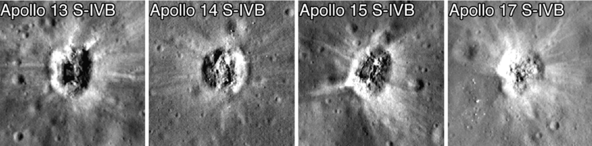 Krátery po dopadu z misí Apollo