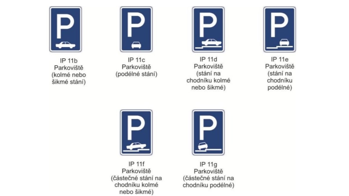 Svislé dopravní značení  Parkoviště (č. IP 11a)
