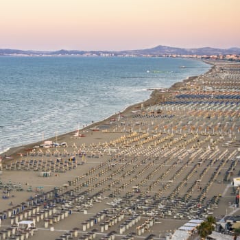 Pláž v italském letovisku Rimini