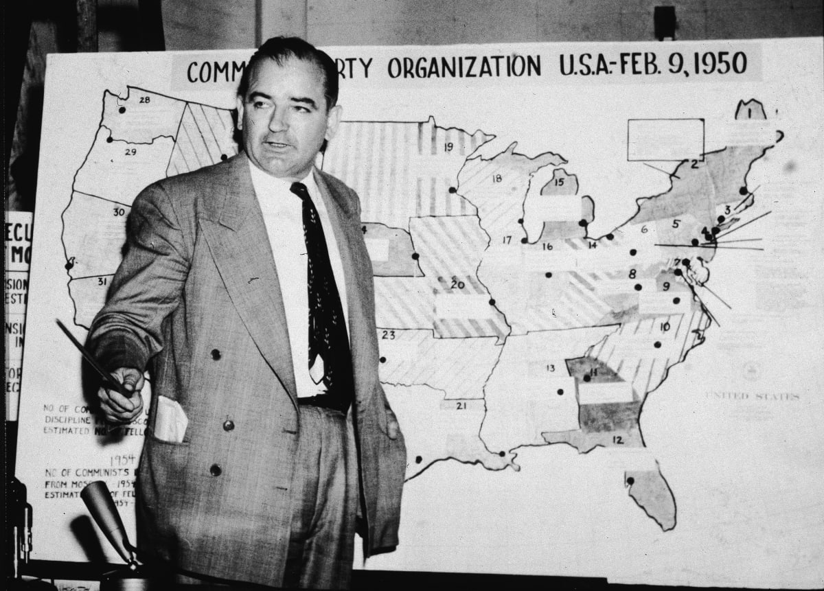 Joseph McCarthy a jeho mapa komunistické aktivity v USA