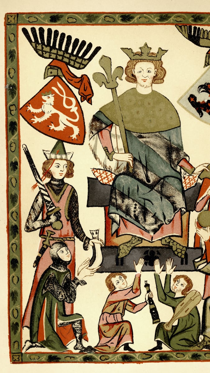 Zpodobnění českého krále Václava II. ve sbírce středověkých rytířských zpěvů Codex Manesse.
