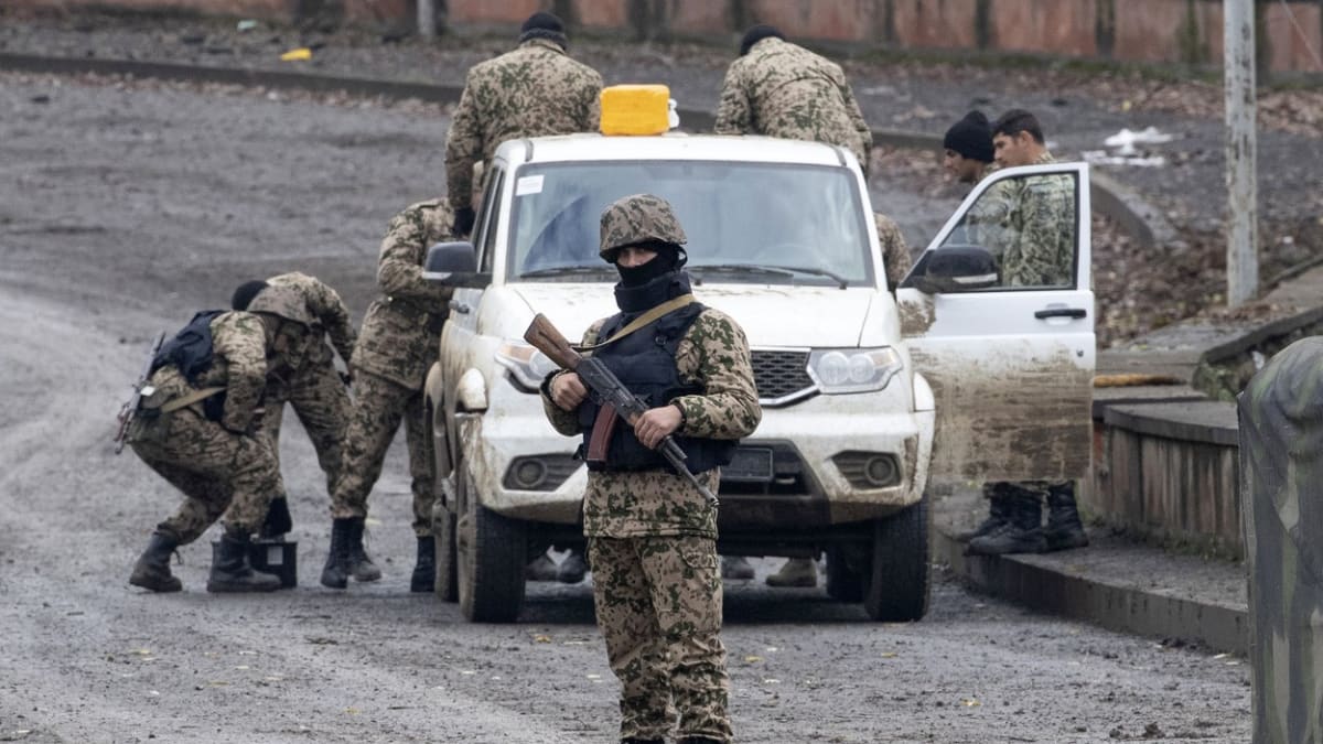 Vojáci Ázerbájdžánu v Náhorním Karabachu.