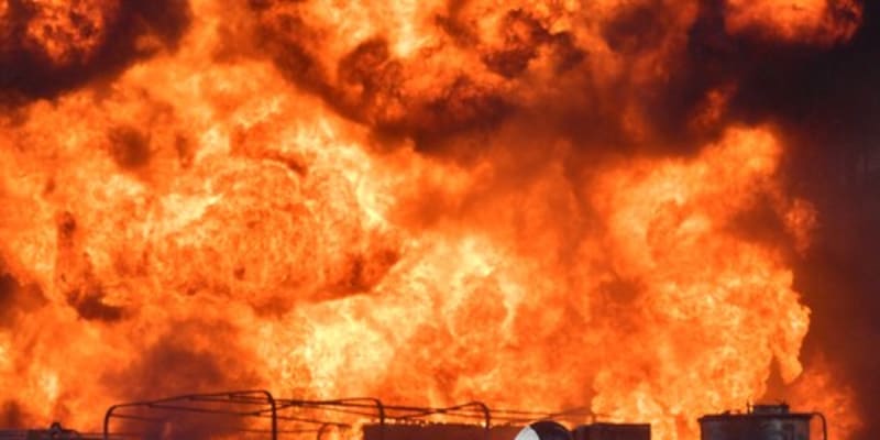 Požár ropného skladu v Makijivce