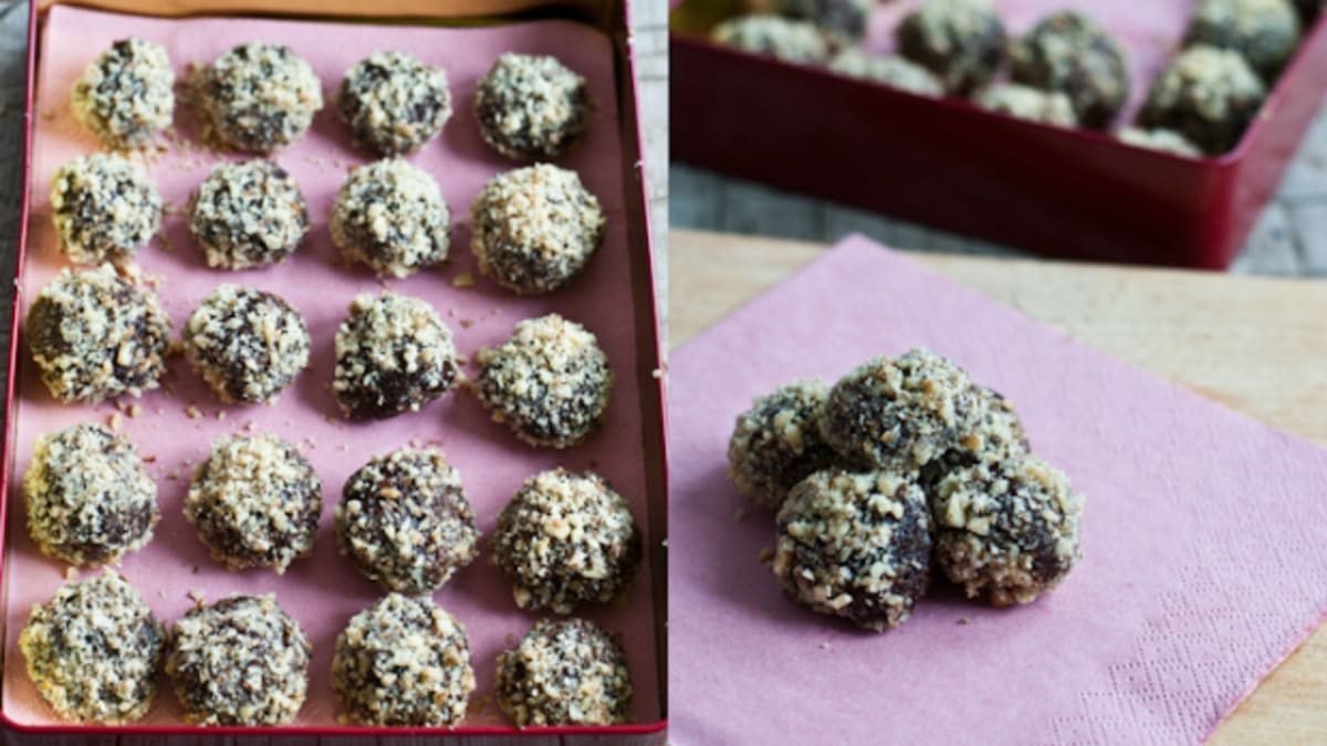 Ořechové truffles se slanou čokoládou a ořechy