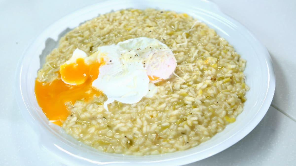 Pórkové risotto s vejcem