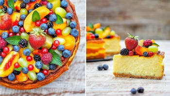 Smetanovo-sýrový dort s ovocem