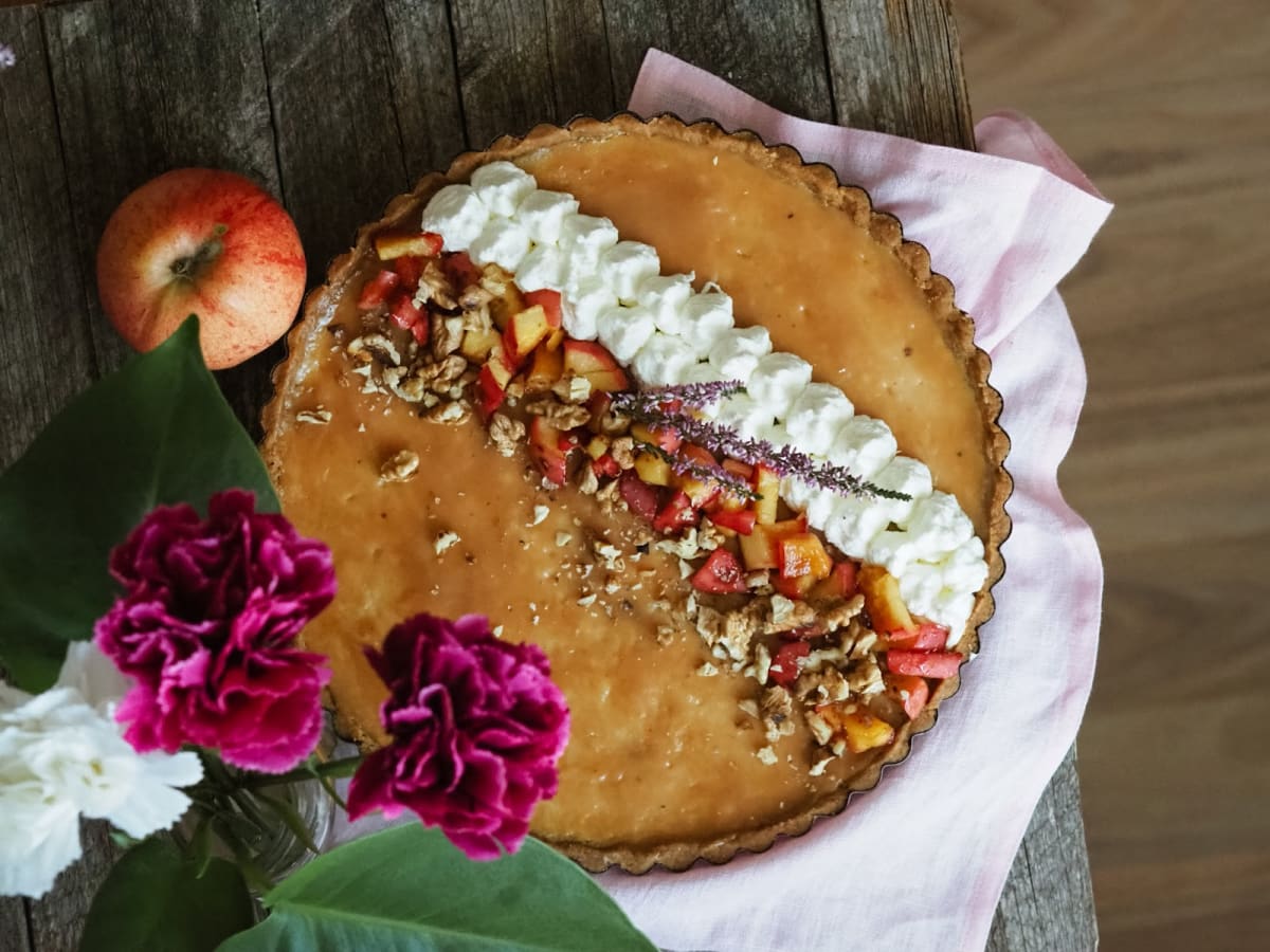 Karamelový koláč s Lotus sušenkami a tvarohem