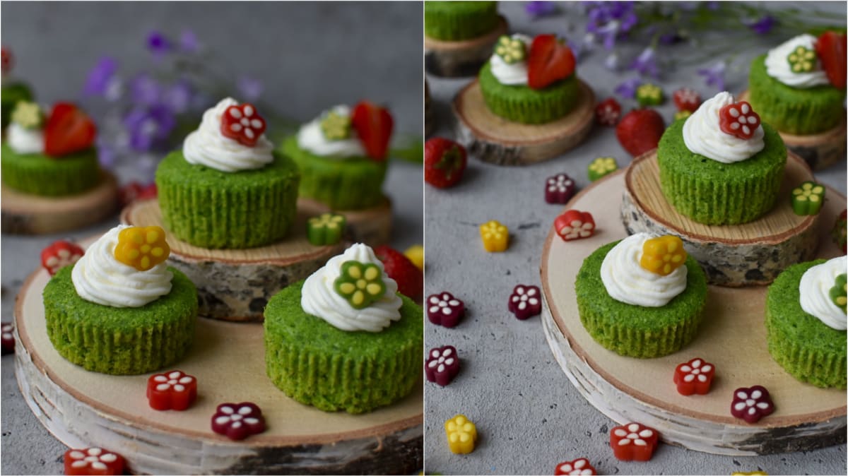 Zelené mechové cupcakes