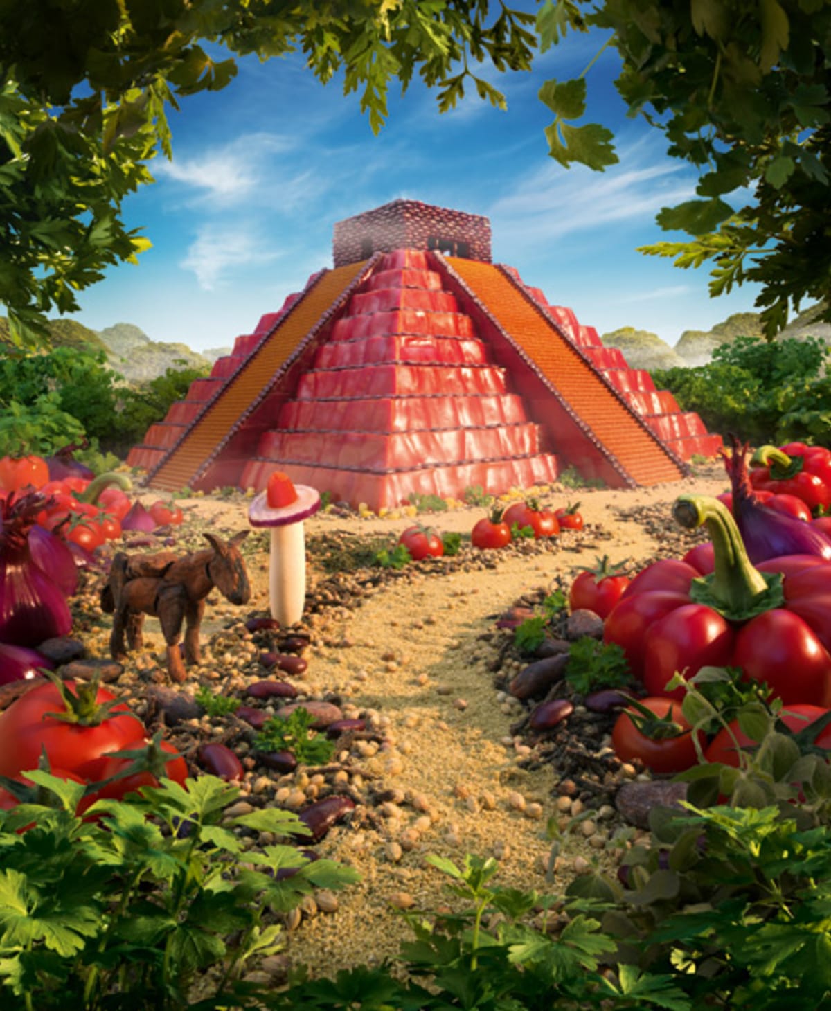 Krajinky z jídla – mayská pyramida
