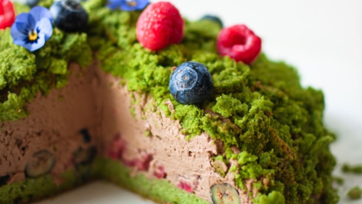 Zelený mechový dort v cukrfree verzi