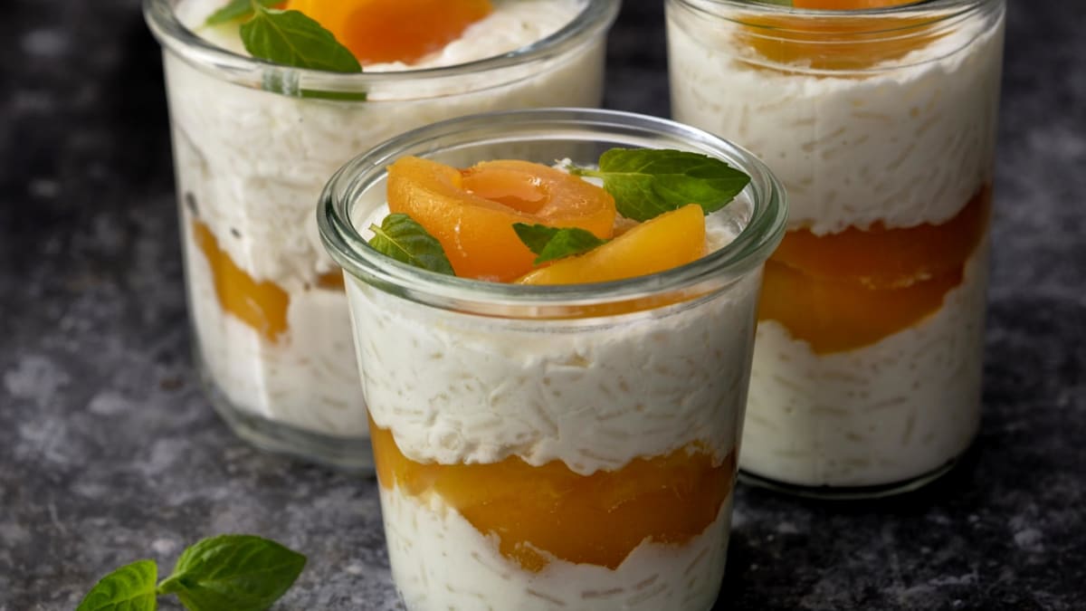 Rýžový pudink s meruňkami