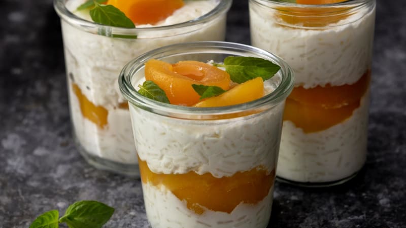 Rýžový pudink s meruňkami
