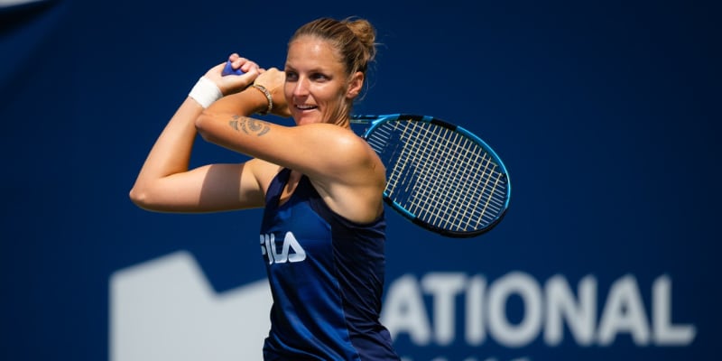 Karolína Plíšková během tréninku na tenisovém turnaji v kanadském Torontu.