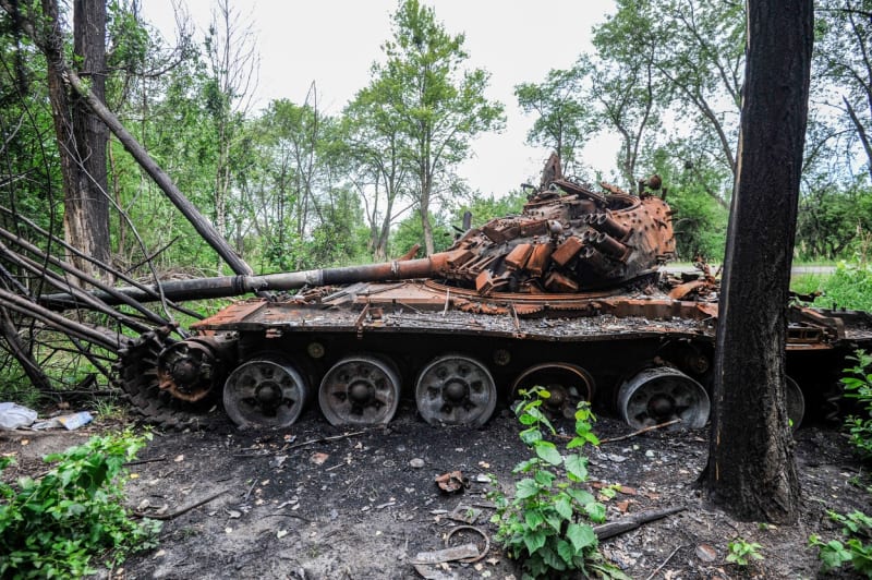 Zničený ruský tank,