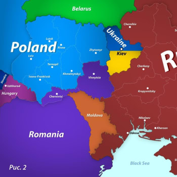 Mapa Ukrajiny podle bývalého ruského prezidenta Dmitrije Medveděva
