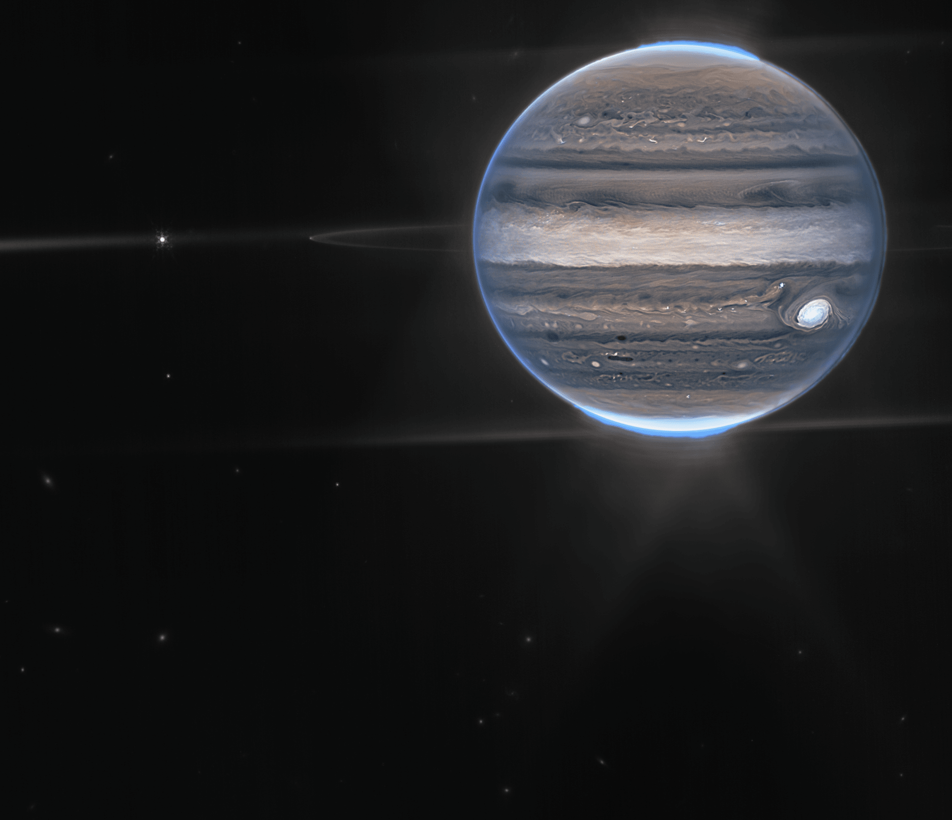 Jupiter pohledem teleskopu Jamese Webba