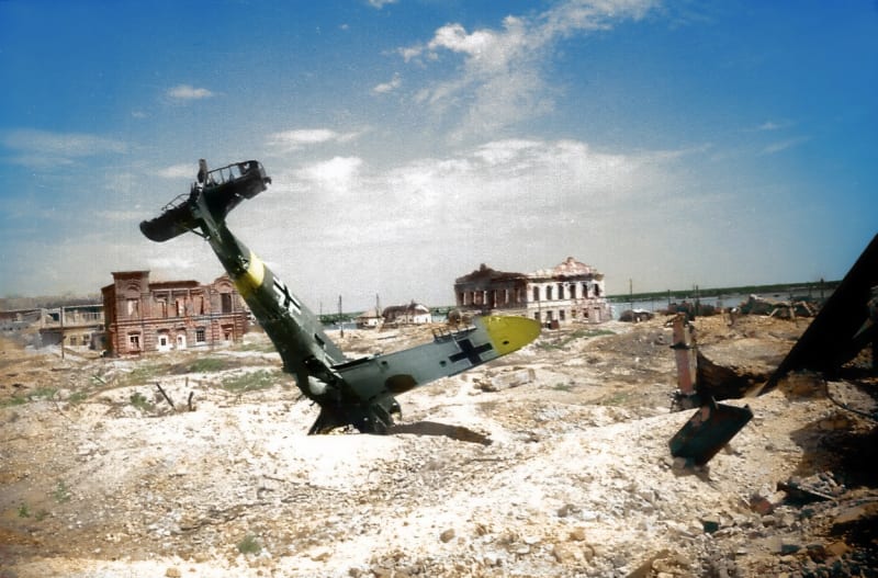 Zničený Messerschmitt Bf 109