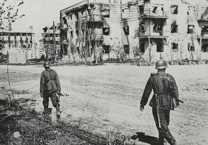 Zničené budovy Stalingradu