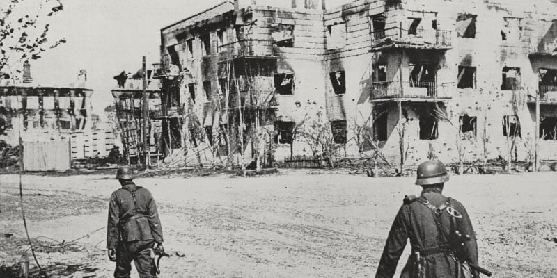 Zničené budovy Stalingradu