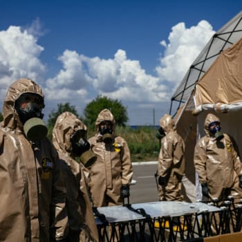 Ukrajinci v Záporoží v srpnu podnikli cvičení pro případ nukleární katastrofy.