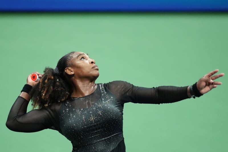 Serena Williamsová během své porážky ve 3. kole letošního ročníku US Open.