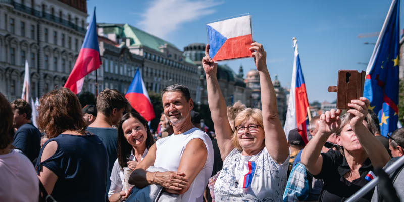 Demonstrace proti vládě Petra Fialy (ODS) na Václavském náměstí proběhla v sobotu 3. září 2022.