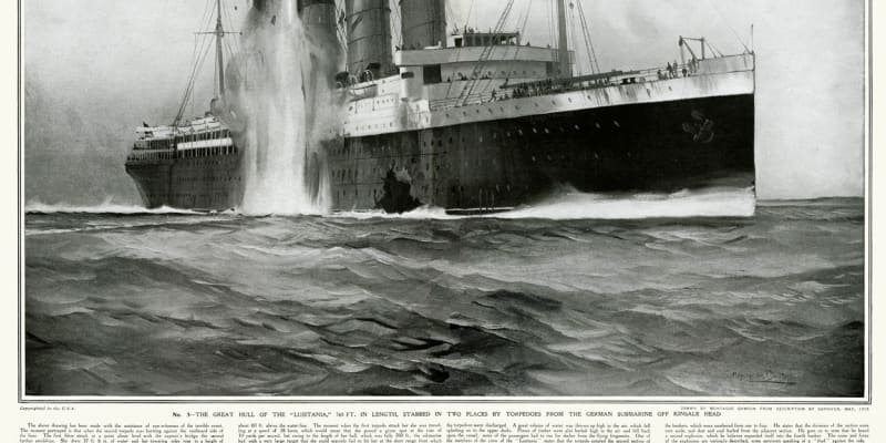 Potápění Lusitanie po zásahu torpédem