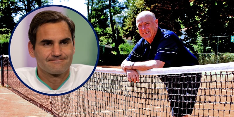 Tenisový kouč Adolf Kacovský a jeho nejslavnější svěřenec Roger Federer.