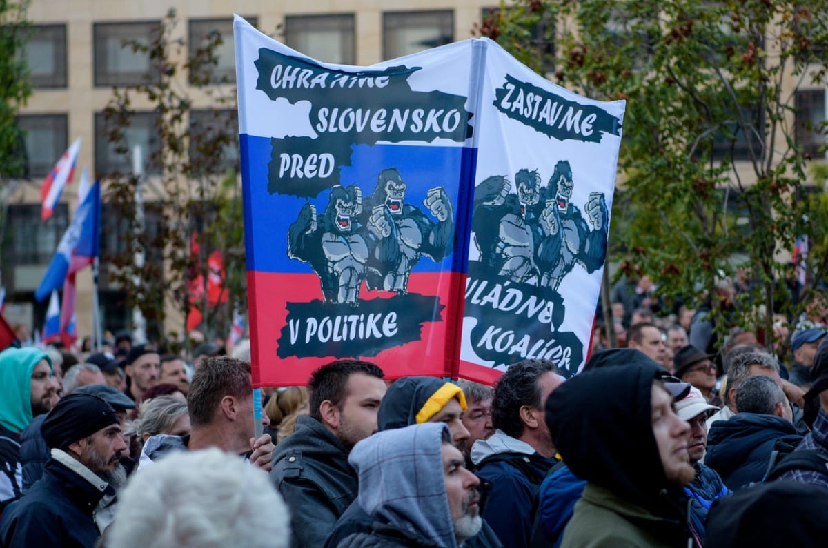 Demonstrace ve slovenských ulicích.