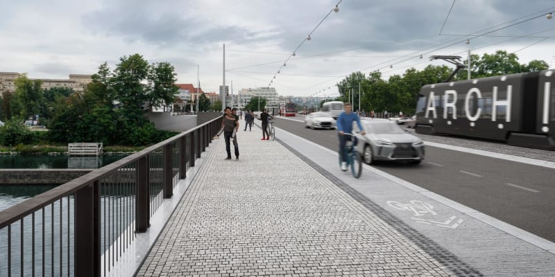 Plánovaná podoba Hlávkova mostu (IPR Praha)