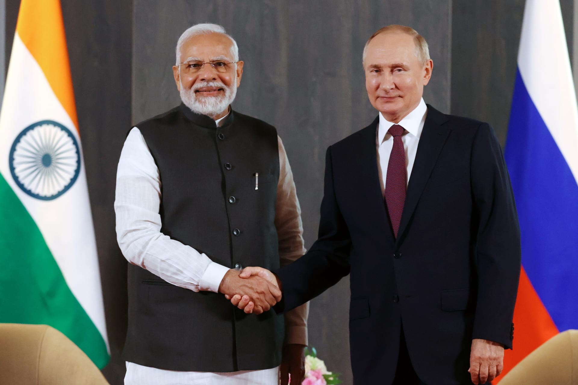 Indický premiér Naréndra Módí s Vladimirem Putinem