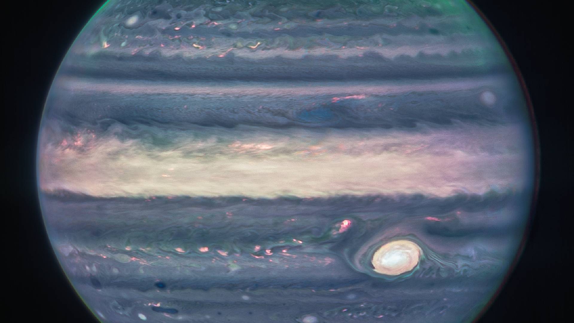 Jupiter pohledem infračervených kamer dalekohledu Jamese Webba
