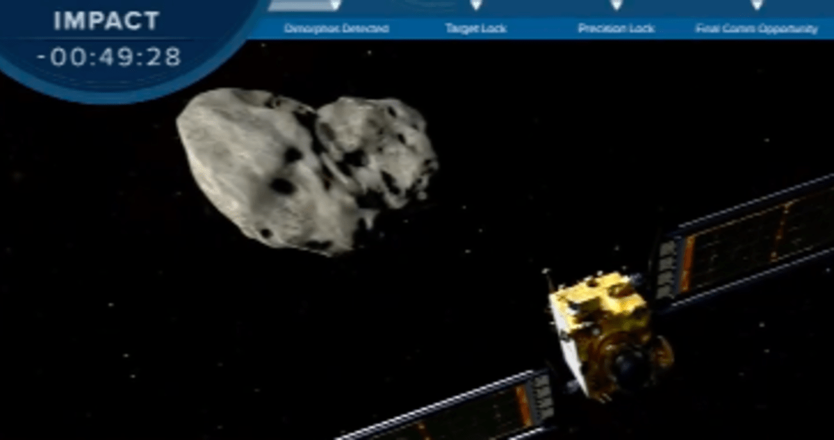 Sonda NASA zasáhla asteroid, šlo o první test obrany Země před vesmírným tělesem. 