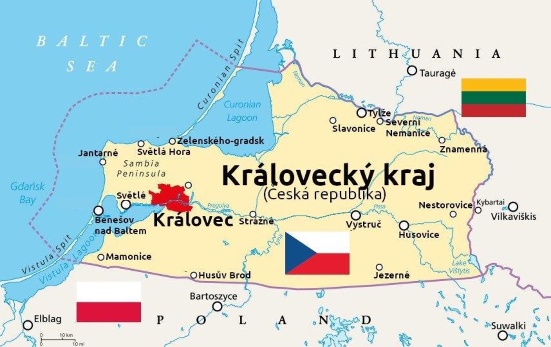 Takto by podle satiriků mohlo vypadat nové české území současné Kaliningradské oblasti náležící Rusku.