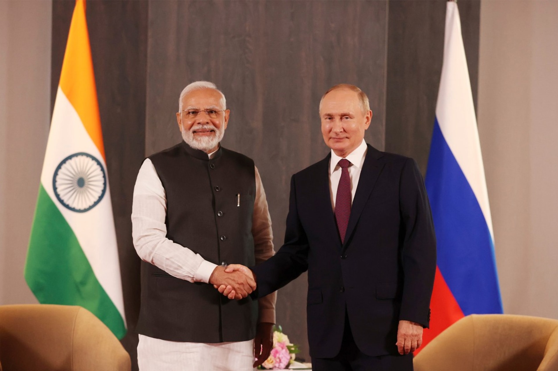 Indický premiér Naréndra Módí s ruským prezidentem Vladimirem Putinem