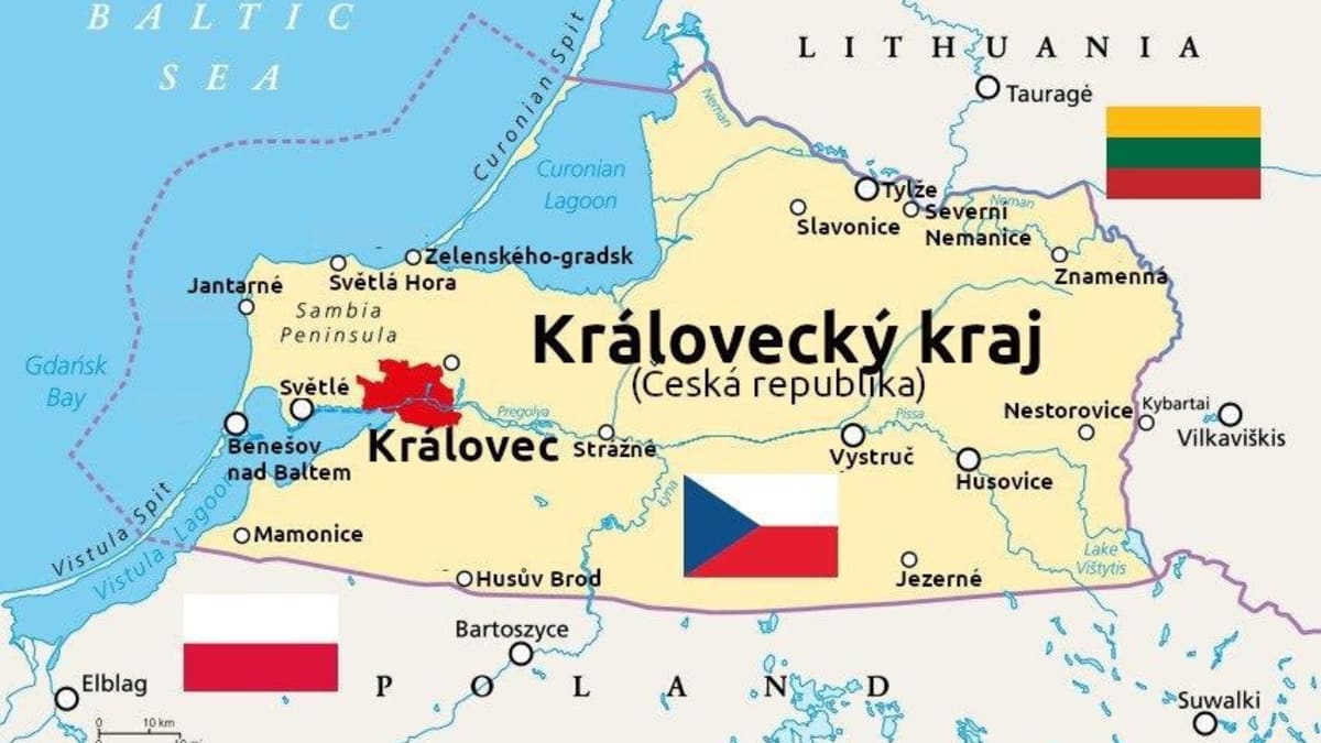Takto by podle satiriků mohlo vypadat nové české území současné Kaliningradské oblasti náležící Rusku.