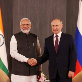 Indický prezident Narénda Módí se svým ruským protějškem Vladimirem Putinem