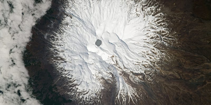 Hora Ruapehu pohledem z vesmíru