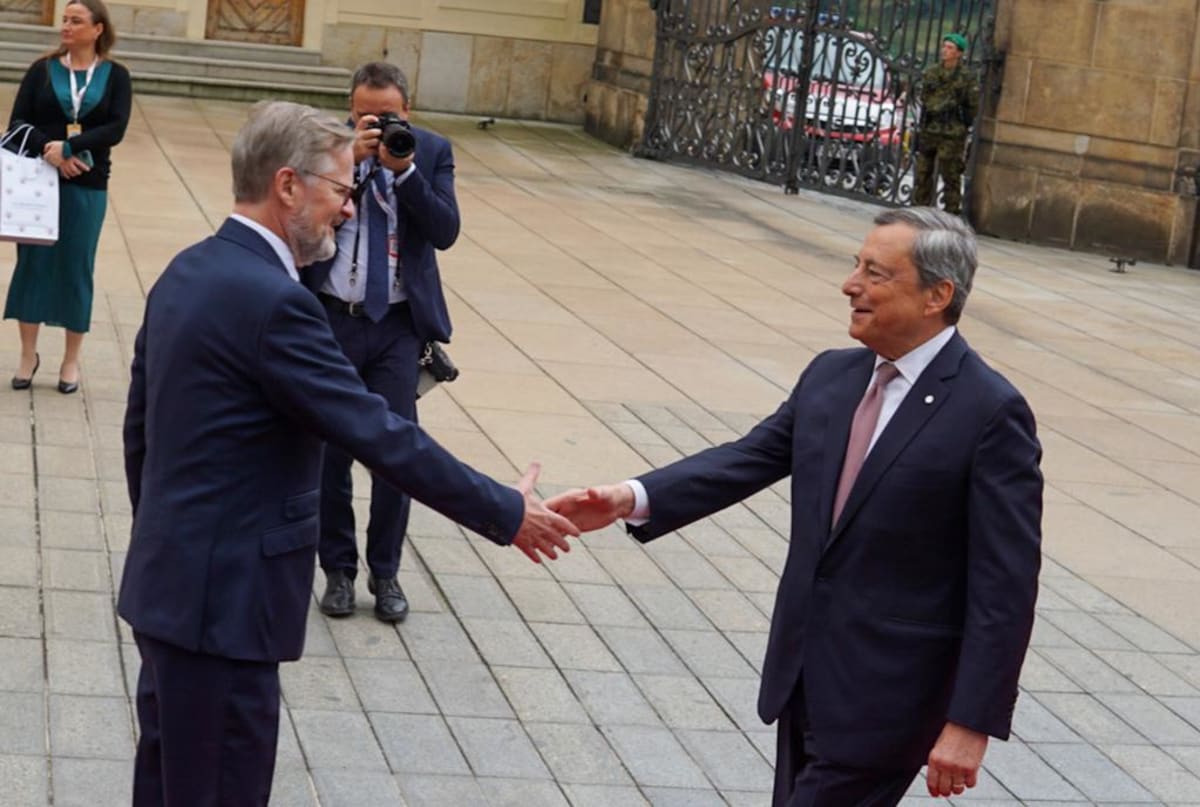 Petr Fiala a italský předseda vlády Mario Draghi