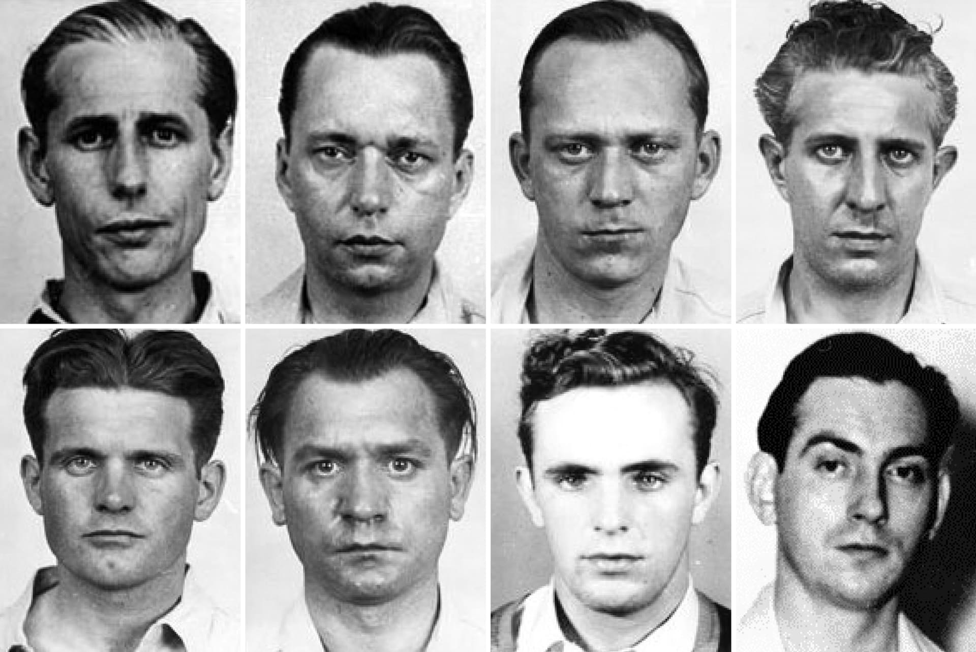 Osm vybraných mužů, kteří měli zatřást americkou ekonomikou. Nahoře první tým ve složení (zleva): Dasch, Burger, Heinck a Quirit, dole druhý tým (zleva): Kerling, Thiel, Haupt a Neubauer.