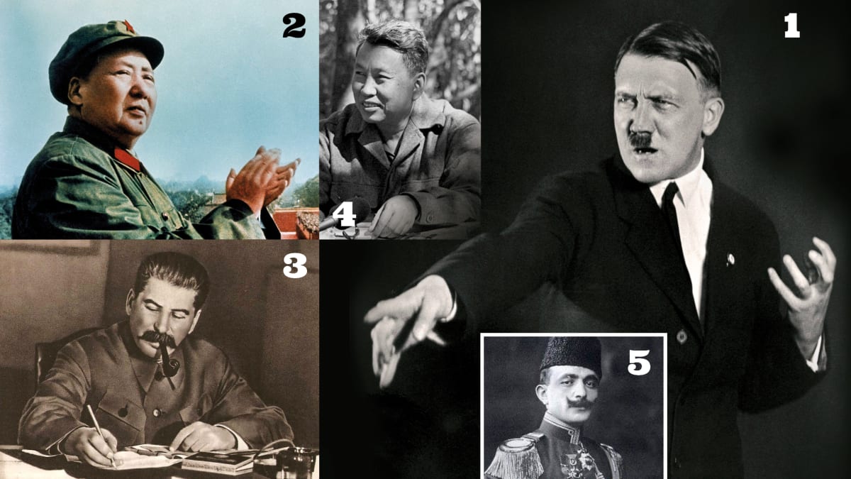 Adolf Hitler, Mao Ce-tung, J. V. Stalin, Pol Pot, I. E. Paša