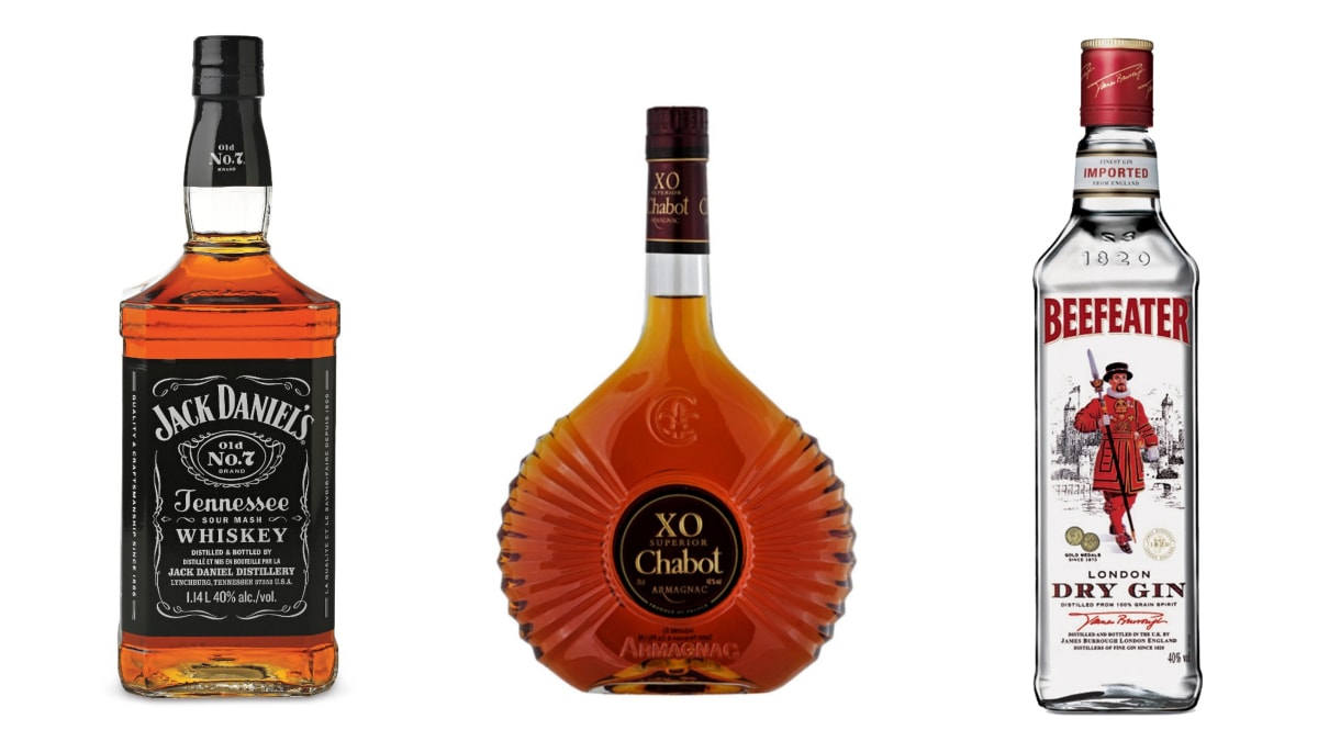 4. Jack Daniel’s Tennessee whiskey, 5. Chabot, 6. Beefeater