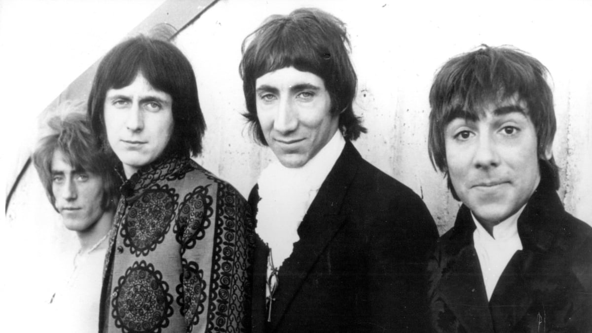 Kapela The Who. Zprava Keith Moon, Pete Townshend, John Entwistle a Roger Daltrey.