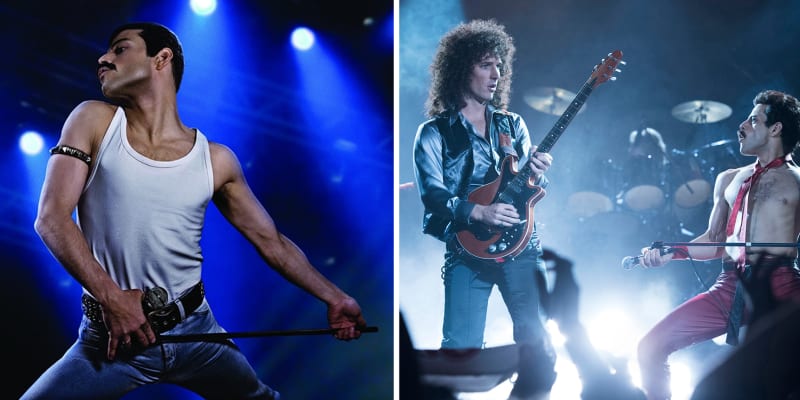 Rami Malek jako Freddie Mercury a Gwilym Lee v roli Briana Maye ve filmu Bohemian Rhapsody.