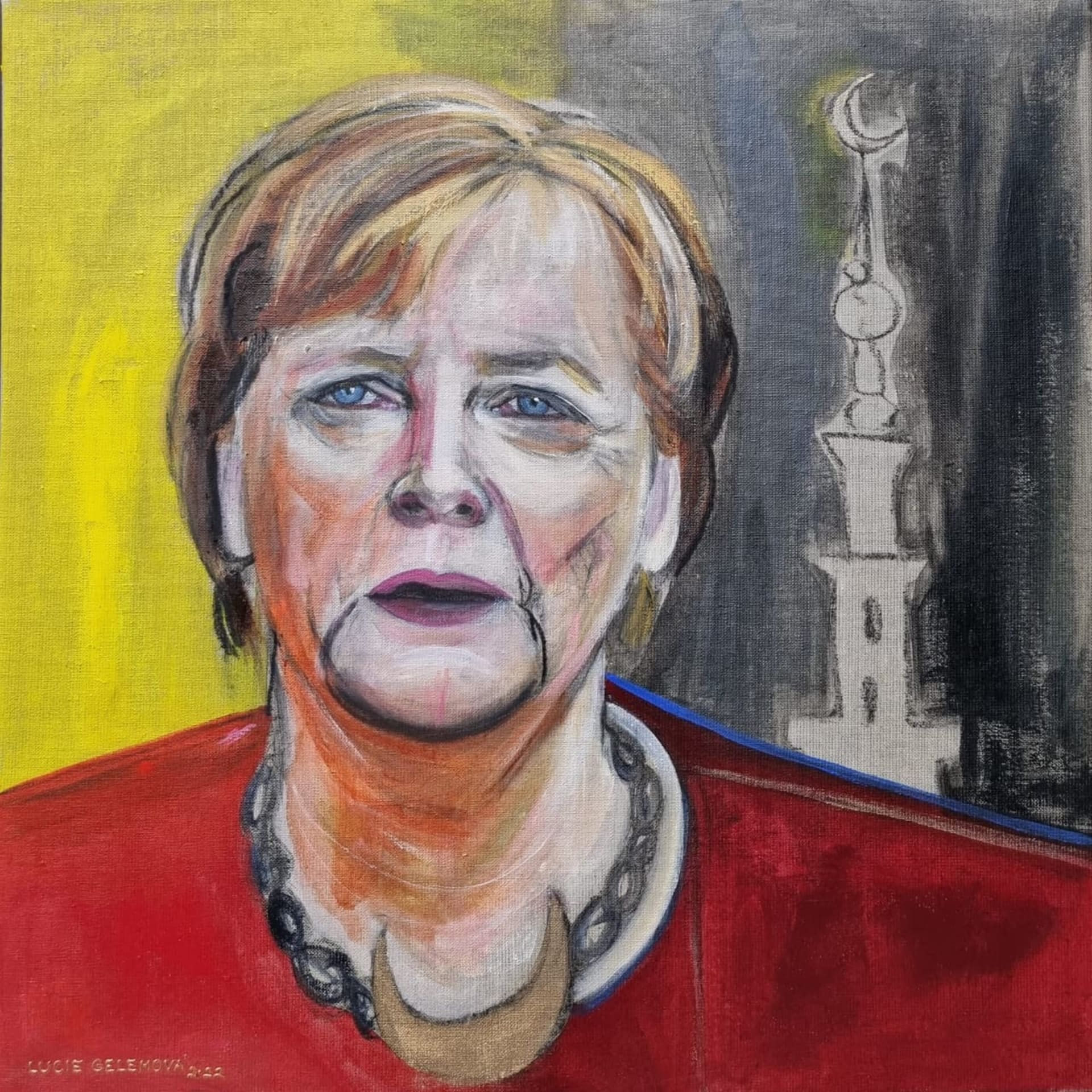 Angela Merkel na obraze Lucie Gelemové