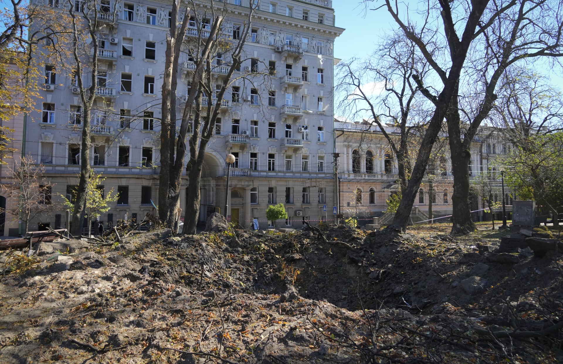 Následky ruského bombardování Kyjeva, 10. října 2022