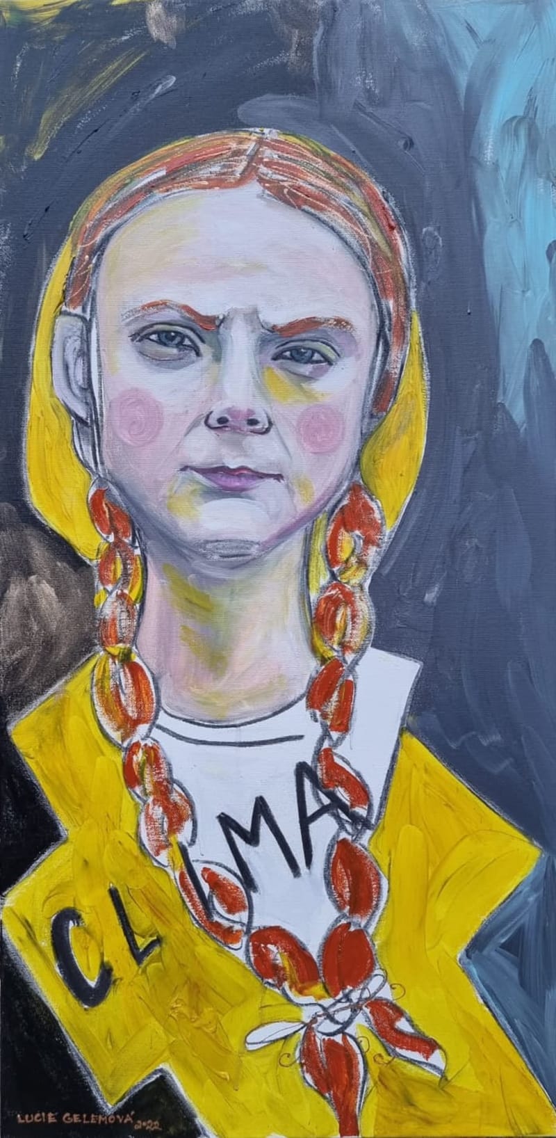 Greta Thunberg na obraze Lucie Gelemové